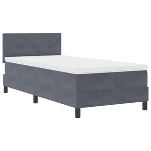 vidaXL LED Boxspringbett mit Kopfteil Dunkelgrau 100 x 200 cm Samt