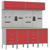vidaXL Arbeitsschrankset mit Schubladen mit Speicher 10 stk. Rot