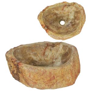 vidaXL Waschbecken 45x35x15 cm Fossil-Stein Cremewei&szlig;