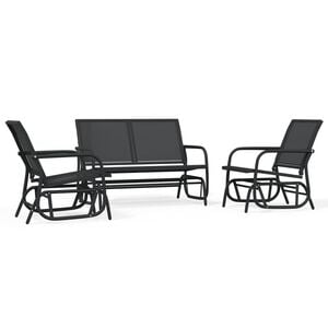 vidaXL 3-tlg. Garten-Lounge-Set Schaukel Schwarz Textilene und Stahl