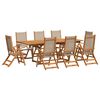 vidaXL 9-tlg. Garten-Essgruppe Massivholz Akazie und Textilene