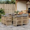 vidaXL 9-tlg. Garten-Essgruppe mit Kissen Beigemischung Poly Rattan