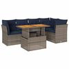 vidaXL 6-tlg. Garten-Sofagarnitur mit Kissen Grau Poly Rattan