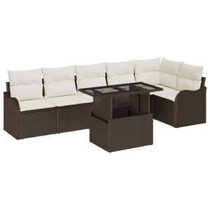 vidaXL Gartensofa-set mit Kissen mit Kissen 7 pcs Braun Poly Rattan