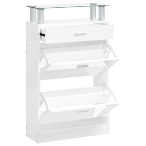 vidaXL Schuhschrank Hochglanz-Wei&szlig; 63x24x104 cm Holzwerkstoff