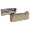vidaXL 9-tlg. Garten-Sofagarnitur mit Kissen Beige Poly Rattan
