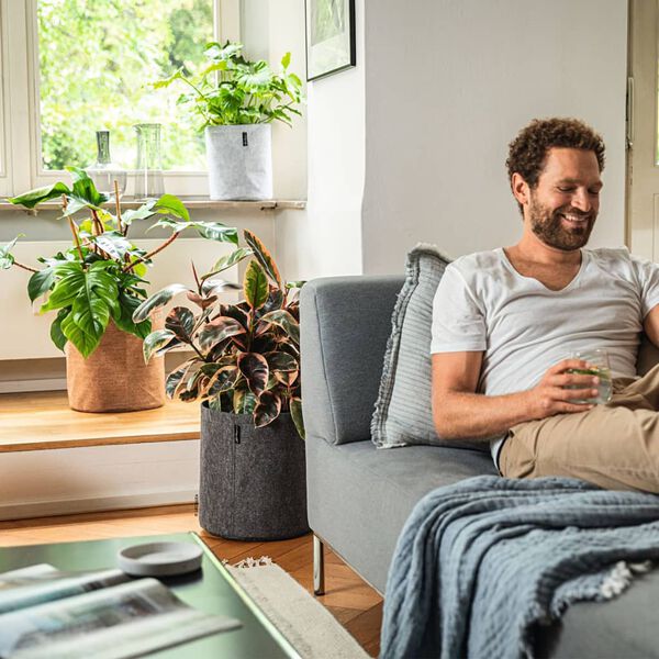 LECHUZA Pflanzgef&auml;&szlig; TRENDCOVER 32 Felt ALL-IN-ONE Dunkelgrau