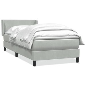 vidaXL Boxspringbett mit Matratze Hellgrau 80x210 cm Samt