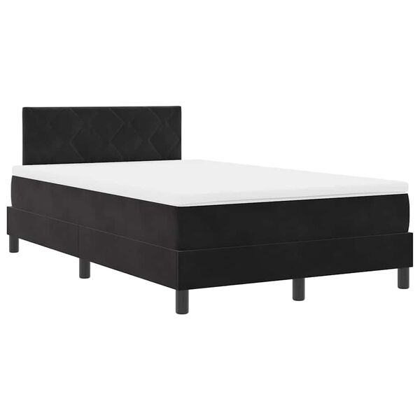 vidaXL LED Boxspringbett mit Matratze Schwarz 120 x 190 cm Samt