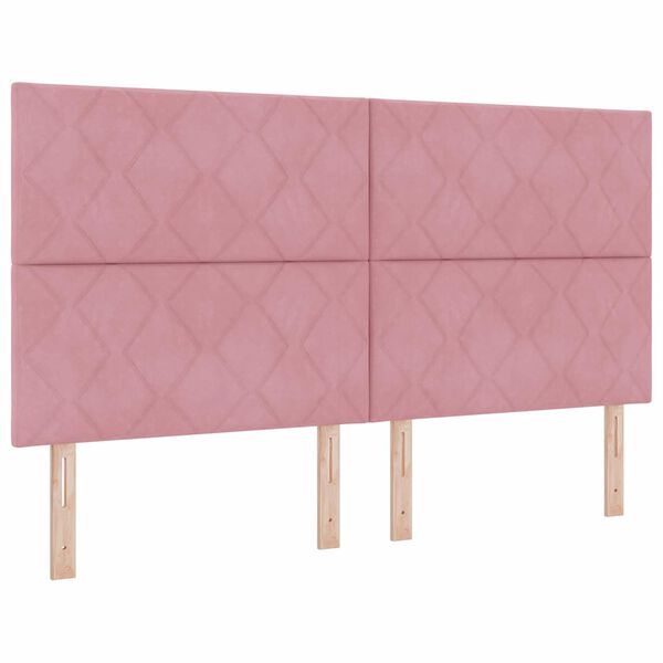 vidaXL Boxspringbett mit Matratze mit Kopfteil Rosa 180 x 200 cm Stoff