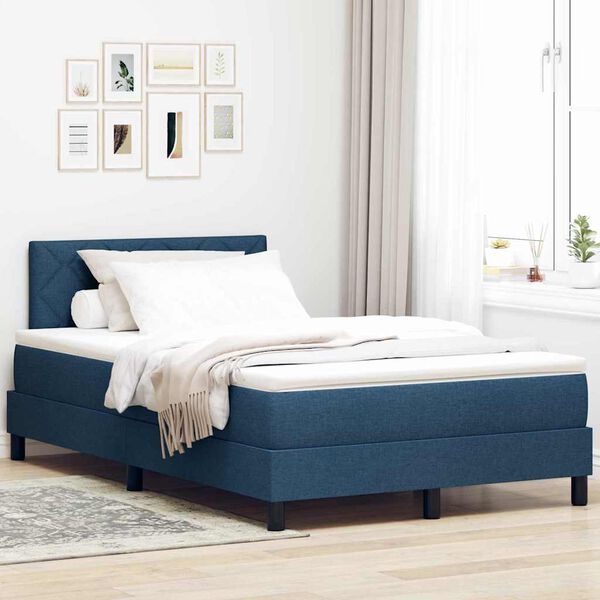 vidaXL Boxspringbett mit Matratze mit LED Blau 120 x 190 cm Stoff