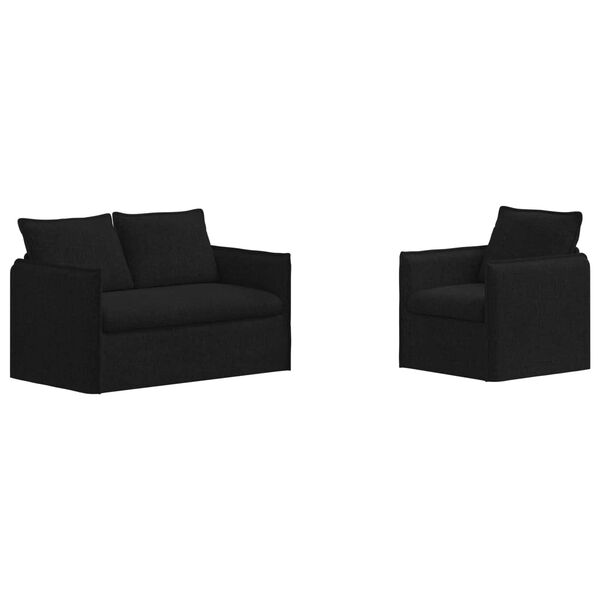 vidaXL Sofa Set 2 pcs Schwarz 196 x 82 x 85 cm Stoff