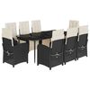 vidaXL 9-tlg. Garten-Essgruppe mit Kissen Schwarz Poly Rattan