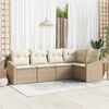 vidaXL Sofa Set mit Kissen 5 pcs Beige Poly Rattan