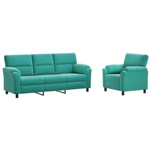 vidaXL Sofa-Set 2 pcs T&uuml;rkis Samt