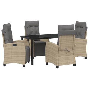 vidaXL Garten Essgruppe mit Kissen 5 pcs Beige Poly-Rattan