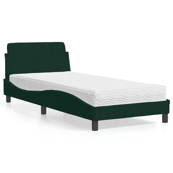 vidaXL Bett mit Matratze "Dover" Dunkelgrün 80x200 cm Samt