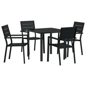 vidaXL Garten Essgruppe 5 pcs Schwarz HDPE