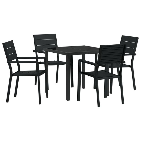 vidaXL Garten Essgruppe 5 pcs Schwarz HDPE