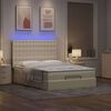 vidaXL Ottoman-Bett mit Matratze & LEDs Creme 140x190 cm Stoff