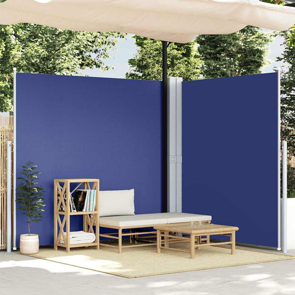 vidaXL Seitenmarkise Ausziehbar Blau 220x600 cm