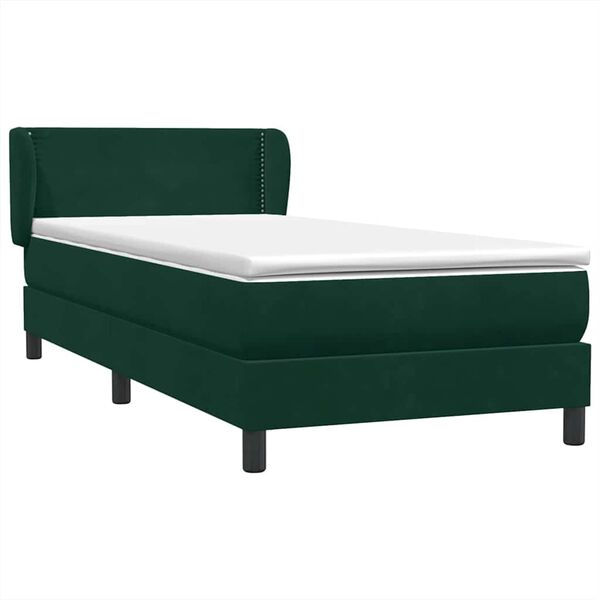 vidaXL Boxspringbett mit Matratze Dunkelgr&uuml;n 80x220 cm Samt
