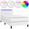 vidaXL Boxspringbett mit Matratze & LED Wei&szlig; 80x200 cm Kunstleder