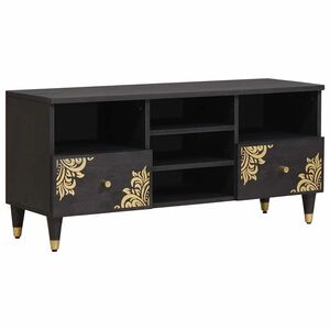 vidaXL TV-Schr&auml;nk mit Regal Schwarz 100 x 33 x 46 cm Massivholz Mango