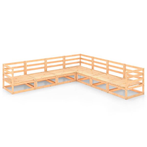 vidaXL 7-tlg. Garten-Lounge-Set Massivholz Kiefer