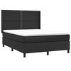 vidaXL Boxspringbett mit Matratze & LED Schwarz 140x190 cm Kunstleder