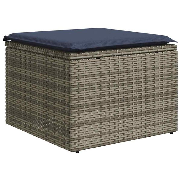 vidaXL 2-tlg. Garten-Sofagarnitur mit Kissen Grau Poly Rattan Akazie