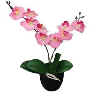 vidaXL K&uuml;nstliche Orchidee mit Topf 30 cm Rosa