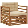 vidaXL Outdoor-Sofa Massives Akazienholz und Polyester Natur und Beige