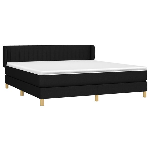 vidaXL Boxspringbett mit Matratze Schwarz 160x200 cm Stoff
