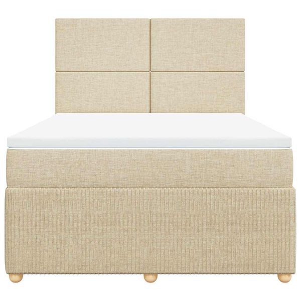 vidaXL Boxspringbett mit Matratze Creme 140x200 cm Stoff