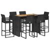 vidaXL 7-tlg. Gartenbar-Set ohne Kissen Schwarz Poly Rattan Akazie