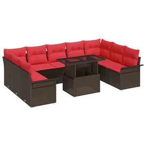 vidaXL Gartensofa-set 10 stk. Braun Poly Rattan