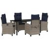 vidaXL Garten Essgruppe mit Kissen 5 pcs Grau Poly-Rattan