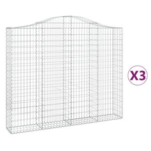 vidaXL Gabionen mit Hochbogen 3 Stk. 200x30x160/180cm Verzinktes Eisen