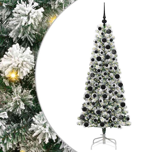 vidaXL K&uuml;nstlicher klappbarer Weihnachtsbaum Gr&uuml;n und Wei&szlig; 180 cm