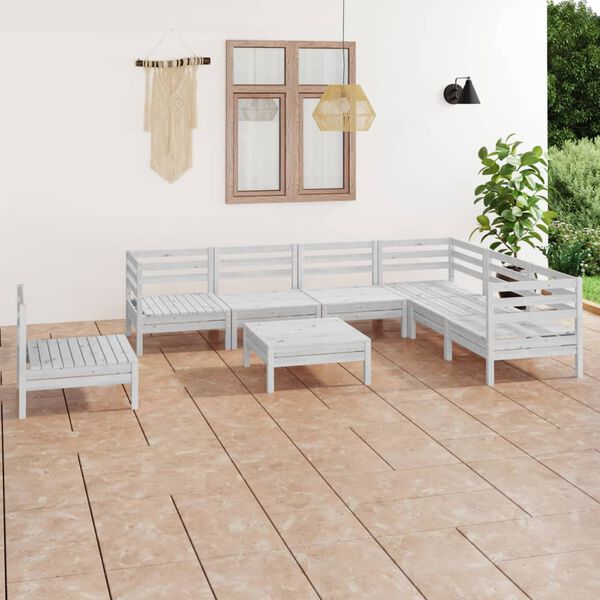 vidaXL 8-tlg. Garten-Lounge-Set Massivholz Kiefer Wei&szlig;