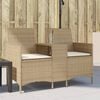 vidaXL Gartensofa 2-Sitzer mit Tisch und Kissen Beige Poly Rattan