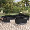vidaXL 12-tlg. Garten-Lounge-Set mit Kissen Schwarz Poly Rattan
