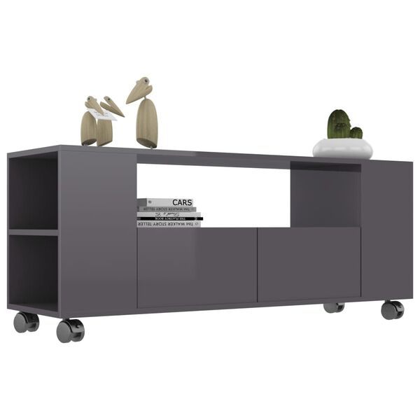 vidaXL TV-Schrank Hochglanz-Grau 120x35x48 cm Holzwerkstoff
