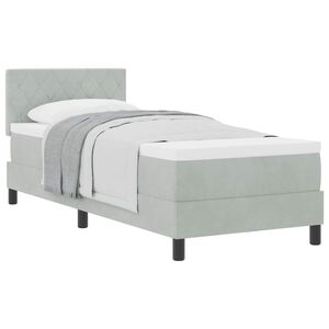 vidaXL Boxspringbett mit Matratze Hellgrau 80 x 200 cm Samt