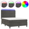 vidaXL Boxspringbett mit Matratze & LED Dunkelgrau 140x200 cm Samt