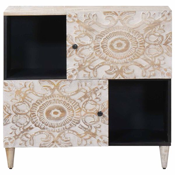 vidaXL Sideboard mit Speicher Wei&szlig; 80 x 33,5 x 75 cm Massivholz Mango