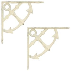 vidaXL Wandregalhalterungen 2 stk. Antik Wei&szlig; 10 x 10 x 3 cm Stahl