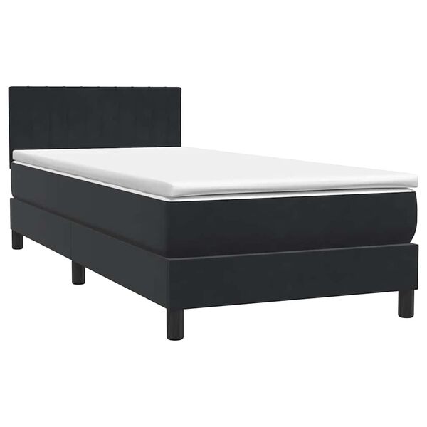 vidaXL Boxspringbett mit Matratze Schwarz 80x220 cm Samt