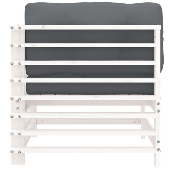 vidaXL Ecksofa mit Kissen Weiß Massivholz Kiefer